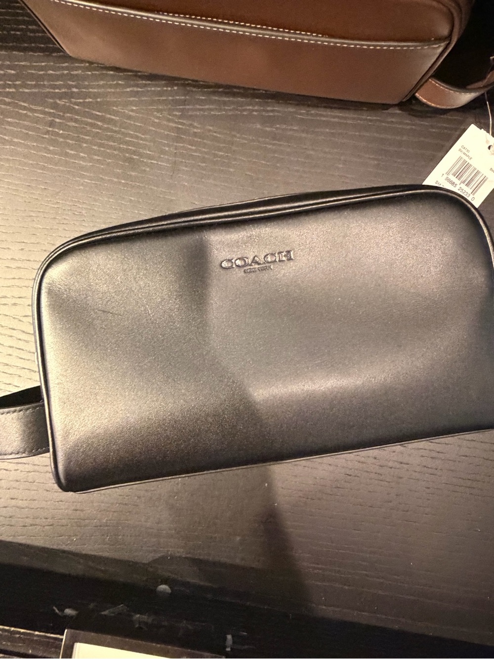 Coach Men's Signature Canvas Travel kit Case in Black leather new